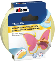 Профессиональная малярная лента для изогнутых поверхностей, 19 мм х 25 м, желтая