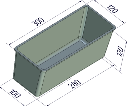 Форма для хлеба Тостерная 300 х 120 х 120 мм