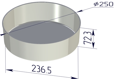 Форма круглая  250 х 237 х 73 со съемным дном