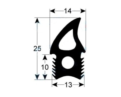 Уплотнитель высок  резиновый для дверей UNOX ЧБ (цена за 1м) Уплотнитель высок  резиновый для дверей UNOX ЧБ (цена за 1м)