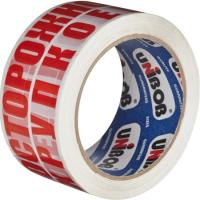 Клейкая лента 48мм Х 66м с логотипом «Осторожно хрупкое»; красный (Р 485С ) на белом фоне Клейкая лента 48мм Х 66м с логотипом «Осторожно хрупкое»; красный (Р 485С ) на белом фоне