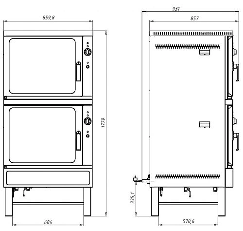 Пароварка электрическая Ф2П2Э,2 камеры из н/стали, 10 уровней под противни и гастр.GN 2/1 650х530, арт. 22131 от компании Европактрейд