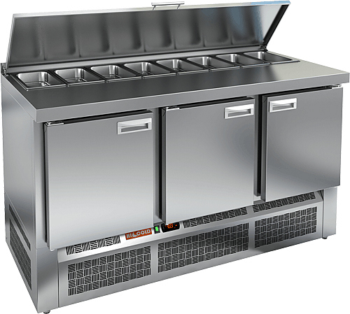 SLE1-111SN (1/3) стол для салатов  охл.(+2+10), 3 двери, 1485х600х850мм, ниж.распол.агрегата, HICOLD, арт. 283992 от компании Европактрейд