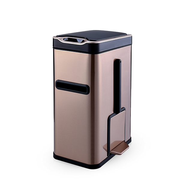 Ведро мусорное с ёршиком, сенсорное, внутр ведро, туалетная бумага, JAH-534, 7л (золотой)