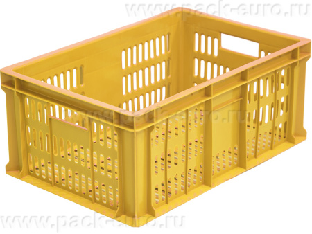 Ящик 600х400х250 с перфорацией  жёлтый, арт. 201