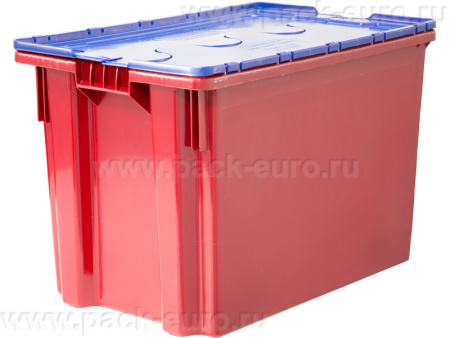Ящик п/э 600х400х415 мороз. сплошной, Safe Pro с синей крышкой цв. красный (красный), арт. 605-1 SP ГД М