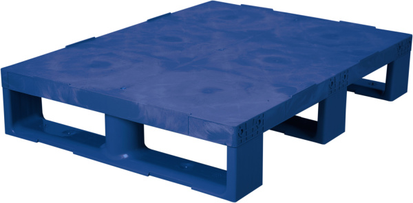 Паллет 800х600х150 сплошной, на 3-х полозьях  синий, арт. TR 680 синий