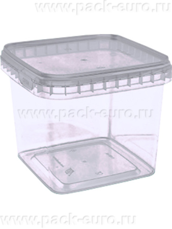 Ведро 1,15л. квадратное, с прозрачной крышкой, без ручки  прозрачное, арт. ВПк 1,15 прозр
