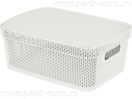 Корзина 380х270х143 11л. с крышкой, стенки перф, дно сплошное, код: 36147, арт. Keeplex Ajur 11