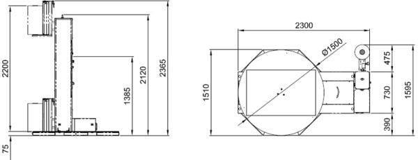 Паллетоупаковщик PKG Simply MB, d.1650 мм, h.2200 мм полуавтомат Паллетоупаковщик PKG Simply MB, d.1650 мм, h.2200 мм полуавтомат