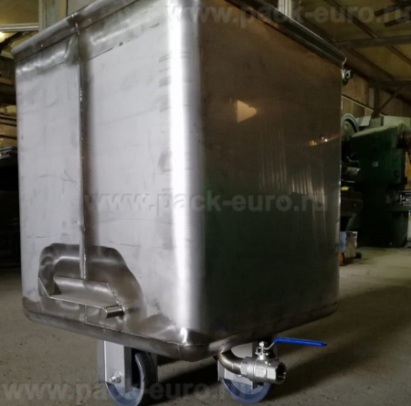 Тележка чан 300 л AISI 304 с краном DN25