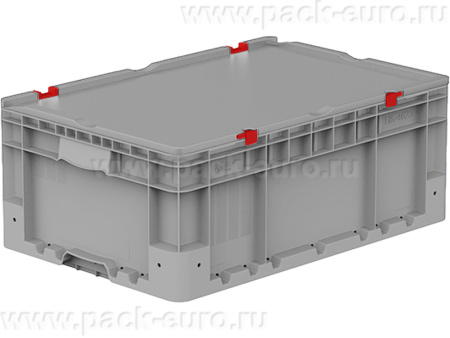 Ящик 600х400х245 сплошной, усиленное дно, демпфер по углам, с крышкой цв. серый, код: 40208, арт. HK 4623 WL