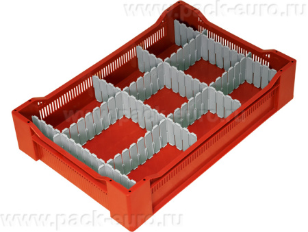 Ящик перфорированный 600×400×135, арт.: 120, объём 32.4, красный, код: 07728, арт. 120
