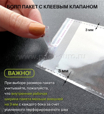 Полипропиленовый пакет с клеевым клапаном 100x150 мм от компании Европактрейд