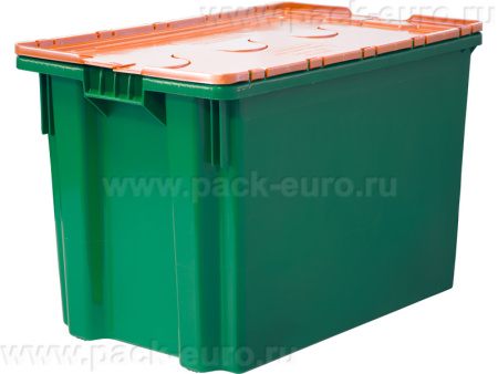 Ящик п/э 600х400х415 мороз. сплошной, Safe Pro с синей крышкой цв. красный (зелёный), арт. 605-1 SP ГД