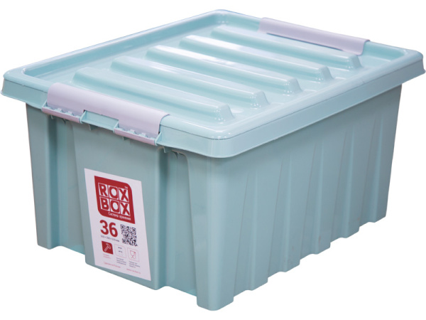 Ящик 500х390х250 мм с крышкой и клипсами мятный, арт. Rox Box 36 Ящик 500х390х250 мм с крышкой и клипсами мятный, арт. Rox Box 36