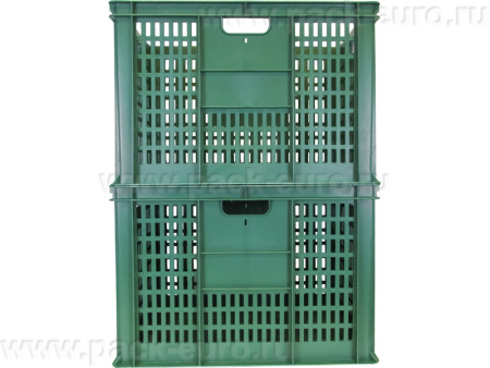 Ящик перфорированный 600×400×410, арт.: 203-1, объём 84, зелёный, код: 06956, арт. 203-1
