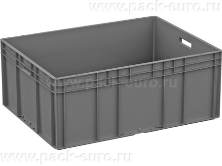 Ящик 800х600х320 сплошной серый, усиленное дно, открытые ручки, арт. ЕС 8632.3