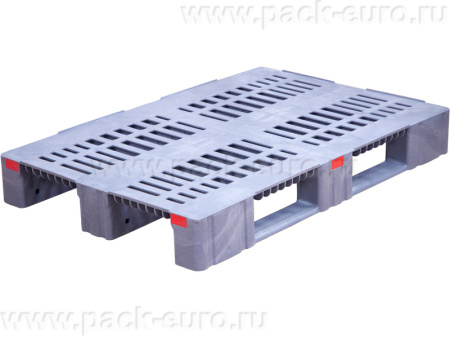 Паллет 1200х800х150 перфорированный усиленный (версия 2), на 3-х полозьях  серый, арт. TR 1208-3-2 серый