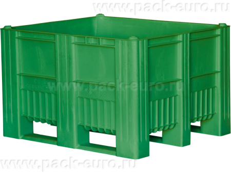 BoxPallet 1200x1000x740 мм сплошной на полозьях зелёный, арт. C-Box 1210 S (740) зелёный