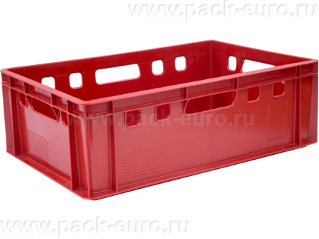 Ящик сплошной 600×400×200 мм, объем 40 л., арт.: 207, красный, код: 00384, Е2 (евроформат), арт. 207