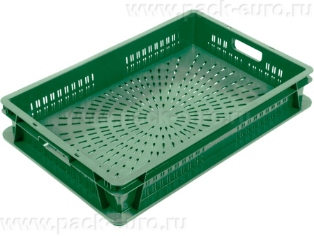 Ящик перфорированный 600×400×100, арт.: 6410-02, объём 20, зелёный, код: 23651, арт. 6410-02