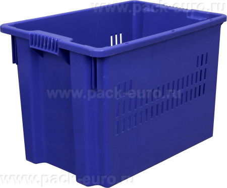 Ящик 600х400х400 дно сплошное, стенки перфорированные  синий, арт. 606