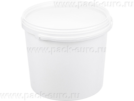 Ведро  п/п 5,6л. круглое, d-222мм, с пластиковой ручкой, с белой крышкой, код: 38349, арт. ВП 5,6 d-222 мм (В) с ручкой