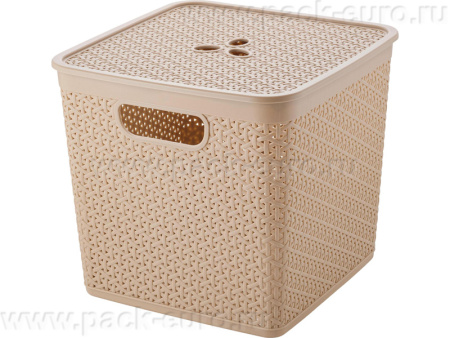 Корзина 310х310х280 21л. для хранения, с крышкой, стенки перф, код: 36161, арт. Keeplex Rattan 21