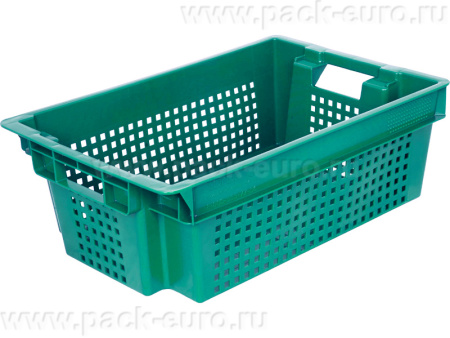 Ящик 600х400х200 1,5кг. дно сплошное, стенки перфорированные  зелёный, арт. 102-1