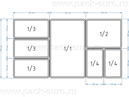 Гастроемкость 1/2, 325x265х100, арт. 1/2, 325x265х100, код: 22289, арт. 1/2, 325x265х100
