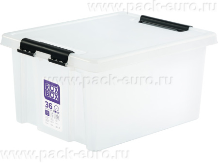 Ящик п/п 500х390х255 36л. с крышкой на клипсах цв. прозрачный, арт. Rox Box Home 36