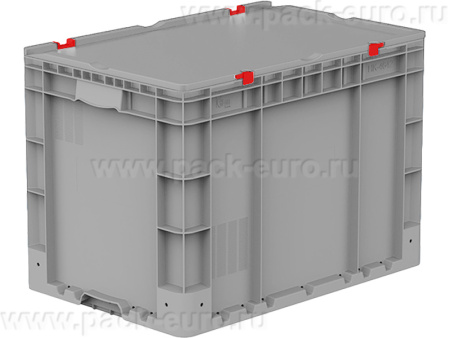 Ящик 600х400х435 сплошной, усиленное дно, демпфер по углам, с крышкой цв. серый, код: 40211, арт. HK 4642 WL