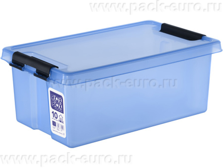 Ящик п/п 400х225х150 10л. с крышкой на клипсах цв. голубой, арт. Rox Box Home 10