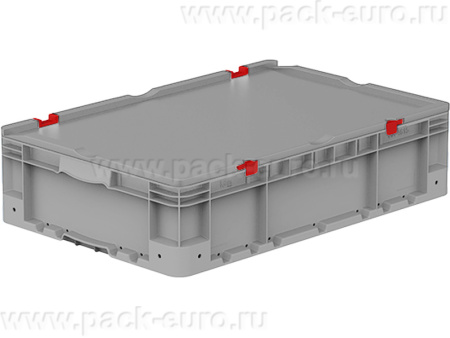 Ящик 600х400х159 сплошной, усиленное дно, демпфер по углам, с крышкой цв. серый, код: 40206, арт. HK 4615 WL