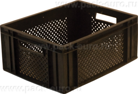 Ящик дрожжевой 400х300х180 перф, сплош. дно черный, арт. 302-Б2