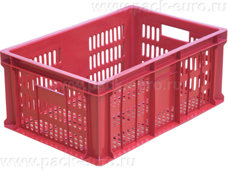 Ящик 600х400х250 с перфорацией  красный, арт. 201