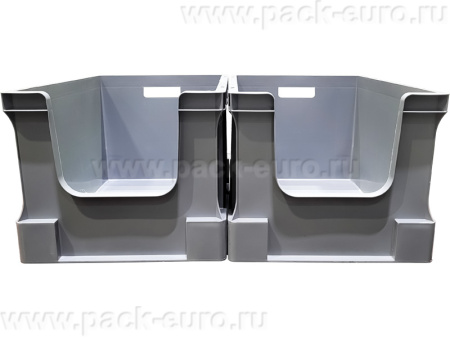Ящик 600х400х330 сплошной, с вырезом, серый, код:27772, арт. SPK 4632 AV