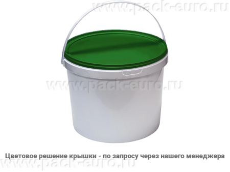 Ведро 11,5л круглое с крышкой с пластиковой ручкой (ПП), арт. ВП 11,5к бел, код: 03264, арт. ВП 11,5к бел