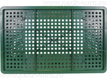 Ящик перфорированный 600×400×410, арт.: 203-1, объём 84, зелёный, код: 06956, арт. 203-1