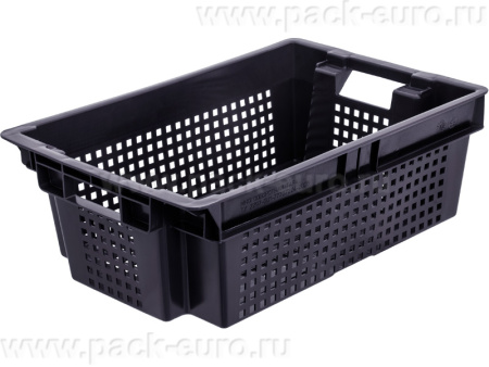Ящик перфорированный 600×400×200, арт.: 102 мск, объём 37, чёрный, код: 28422, арт. 102 МСК ВС