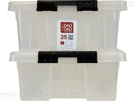 Ящик сплошной 580×390×180 мм, объем 35 л., арт.: Rox Box 35, прозрачный, код: 18708, арт. Rox Box 35