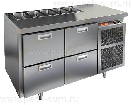 SL1-22GN (1/3) БЕЗ КРЫШКИ стол для салатов охл.(+2+10),4 ящика, 1390х700х850мм, HICOLD RUS, арт. 282765 от компании Европактрейд
