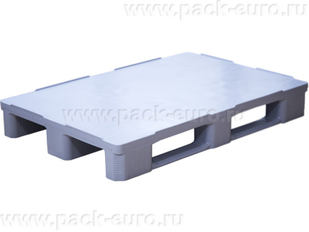 Паллет 1200x800х160 сплошной, гигиенический, на 3-х полозьях, арт. IR 1208-3R-G серый, код: 14055, арт. IR 1208-3R-G серый