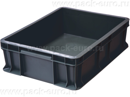 Ящик 400х300х120 сплошной, с внешней ручкой  серый, арт. 701.03.02