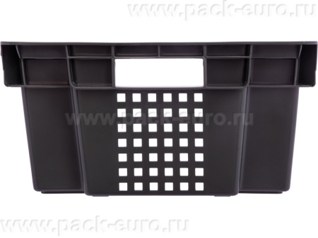 Ящик перфорированный 600×400×200, арт.: 102, объём 37, чёрный, код: 00342, арт. 102 ВС