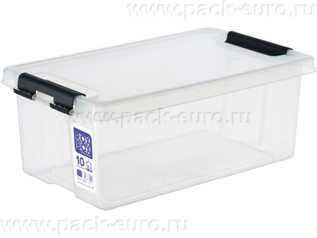 Ящик п/п 400х225х150 10л. с крышкой на клипсах, цв. прозрачный, арт. Rox Box Home 10