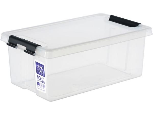 Ящик п/п 400х225х150 10л. с крышкой на клипсах, цв. прозрачный, арт. Rox Box Home 10