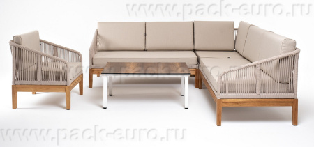 "Канны" модульная угловая лаунж-зона из роупа (веревки), цвет темно-серый