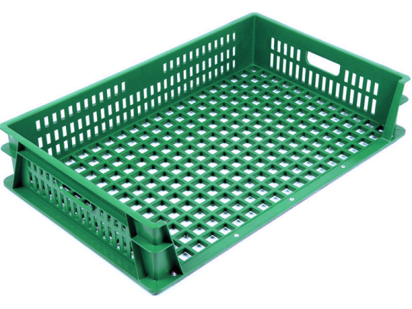 Ящик 740х465х145 перфорированный, 3-х бортный  зелёный, арт. 404-12
